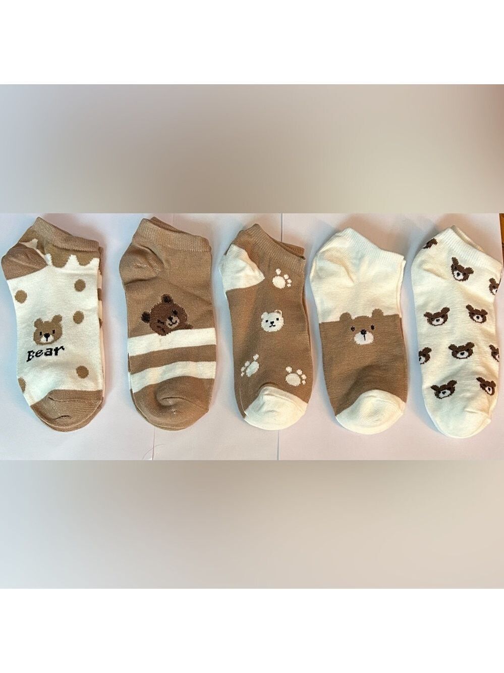 5 Pairs of Low Cut Bear Socks Fits shoe size 5 to 9 NEW